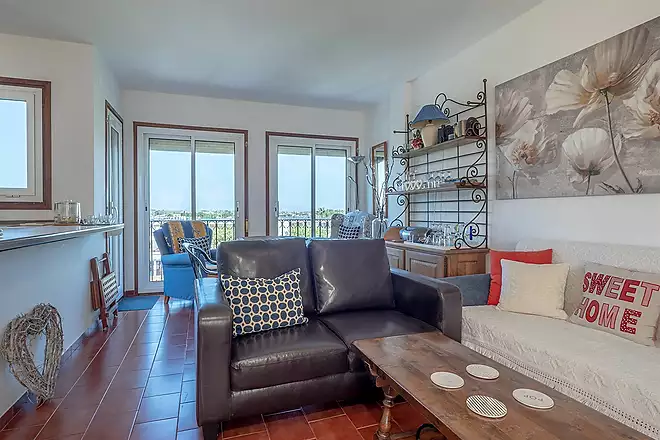 Apartment located on the third line of the sea with pool, garden, and parking