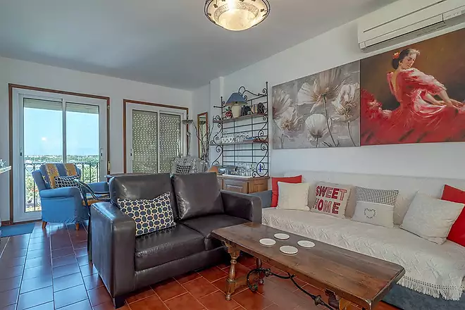 Apartment located on the third line of the sea with pool, garden, and parking
