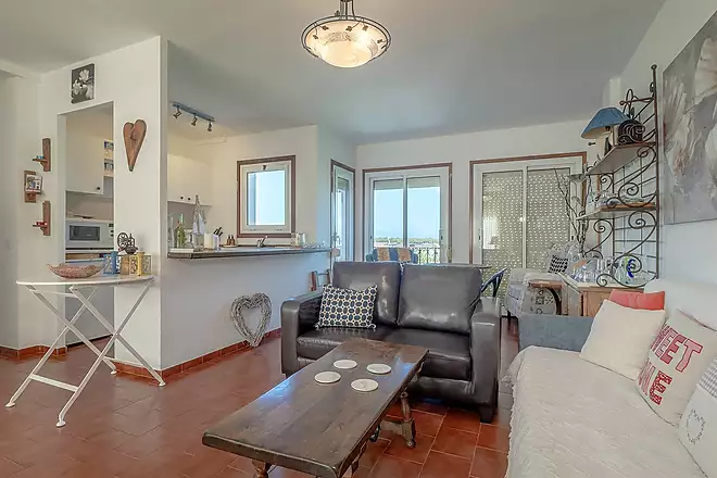 Apartment located on the third line of the sea with pool, garden, and parking